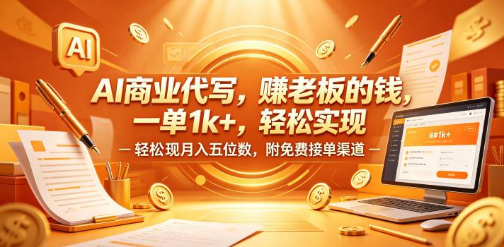 AI商业代写，賺老板的钱，一单1k+，轻松实现月入五位数，附免费接单渠道【揭秘】 图1