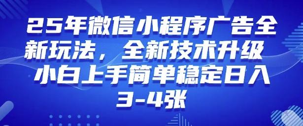 2025年微信小程序最新玩法纯小白易上手，稳定日入多张，技术全新升级【揭秘】 图1