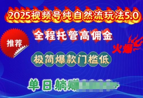 2025视频号纯自然流玩法5.0，全程托管高佣金，极简爆款门槛低，单日收益多张【揭秘】 图1