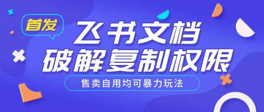 首发飞书文档破解复制权限，售卖自用均可暴力玩法 图1