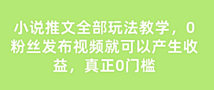 小说推文全部玩法教学，0粉丝发布视频就可以产生收益，真正0门槛 图1