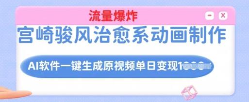 宫崎骏风治愈系动画制作，AI软件一键生成原创视频流量爆炸，单日变现多张，详细实操流程 图1