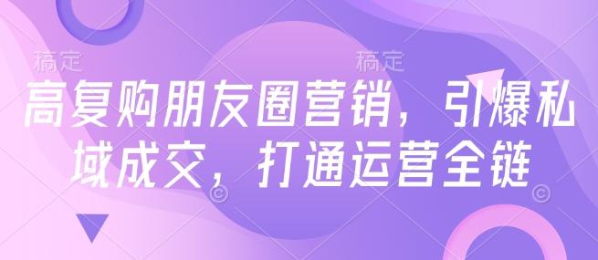 高复购朋友圈营销,引爆私域成交,打通运营全链 图1