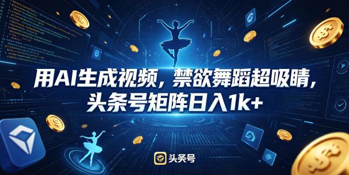 用AI生成视频，禁欲舞蹈超吸睛，头条号矩阵日入1k+ 图1