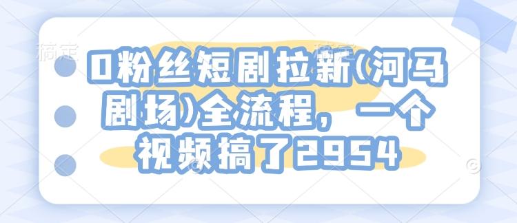 0粉丝短剧拉新(河马剧场)全流程,一个视频搞了2954 图1
