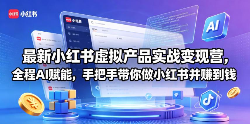 最新小红书虚拟产品实战变现营，全程AI赋能，手把手带你做小红书并赚到钱 图1