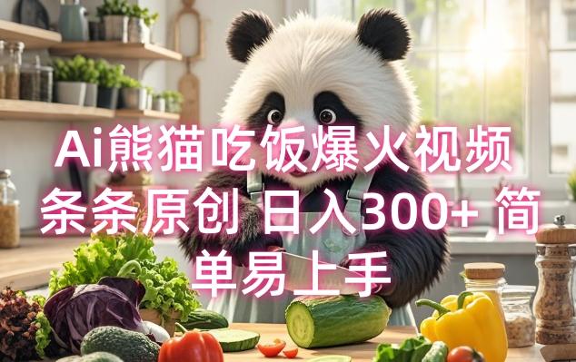 Ai熊猫吃饭爆火视频 条条原创 日入300+ 简单易上手 图1