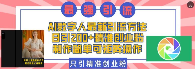 AI数字人最新引流方法，日引200+精准创业粉，制作简单可矩阵操作 图1