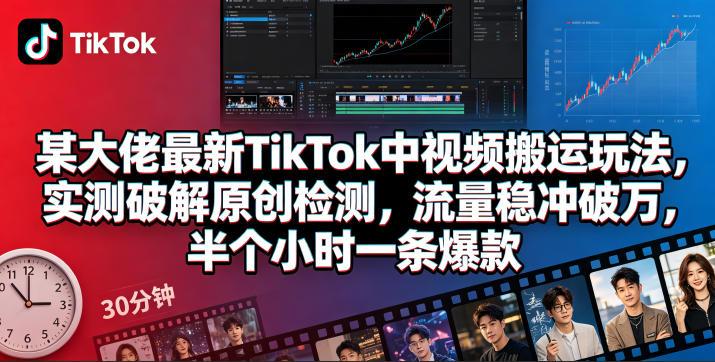 某大佬最新TikTok中视频搬运玩法，实测破解原创检测，流量稳冲破万，半个小时一条爆款 图1
