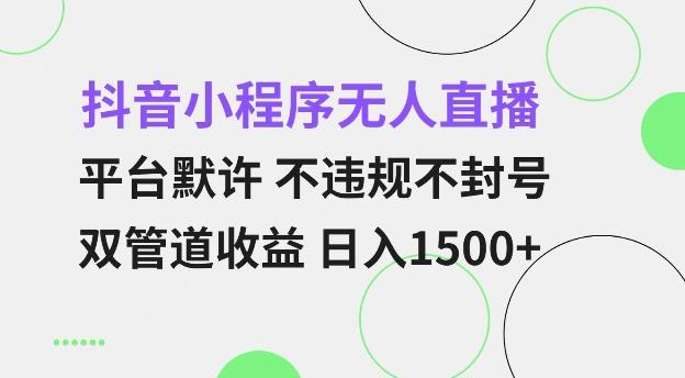 抖音小程序无人直播 平台默许 不违规不封号 双管道收益 日入多张 小白也能轻松操作【仅揭秘】 图1