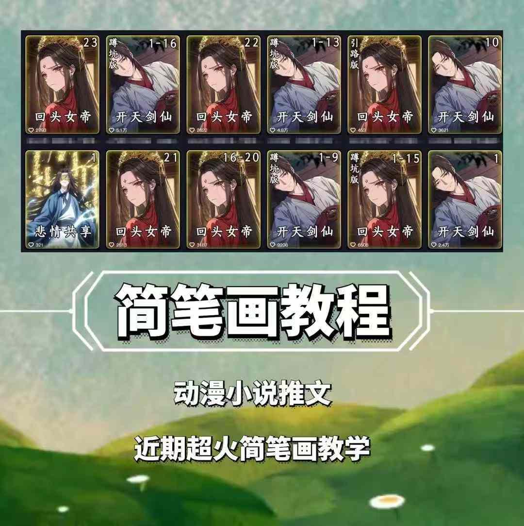 兜兜简笔画教学，小说推文动漫玩法，可做伙伴计划、分成计划、接广告等 图1