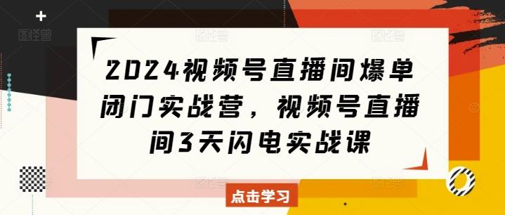 2024视频号直播间爆单闭门实战营,视频号直播间3天闪电实战课 图1