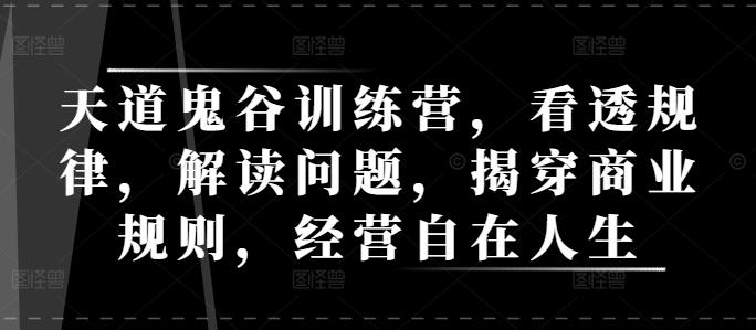 天道鬼谷训练营,看透规律,解读问题,揭穿商业规则,经营自在人生 图1