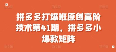 拼多多打爆班原创高阶技术第41期，拼多多小爆款矩阵 图1