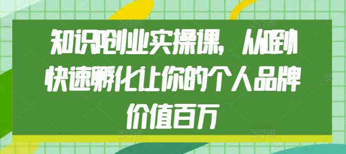 知识IP创业实操课,从0到1快速孵化让你的个人品牌价值百万 图1