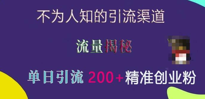 不为人知的引流渠道，流量揭秘，实测单日引流200+精准创业粉【揭秘】 图1