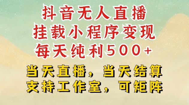 抖音无人直播挂载小程序变现每天纯利500+当天直播,当天结算支持工作室,可矩阵【揭秘】 图1