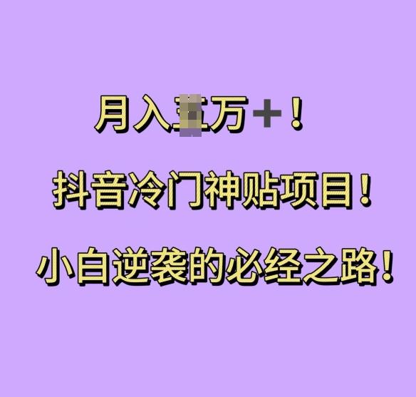 抖音冷门神贴项目，小白逆袭的必经之路，月入过W【揭秘】 图1