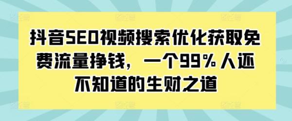 抖音SEO视频搜索优化获取免费流量挣钱,一个99%人还不知道的生财之道 图1