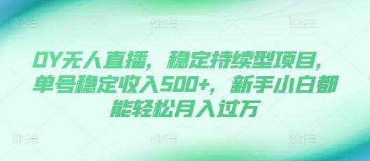 DY无人直播，稳定持续型项目，单号稳定收入500+，新手小白都能轻松月入过万【揭秘】 图1