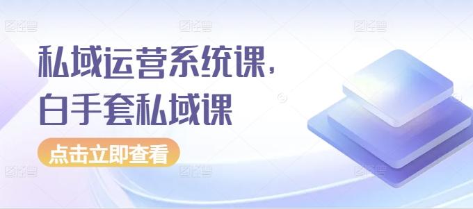 私域运营系统课,白手套私域课 图1