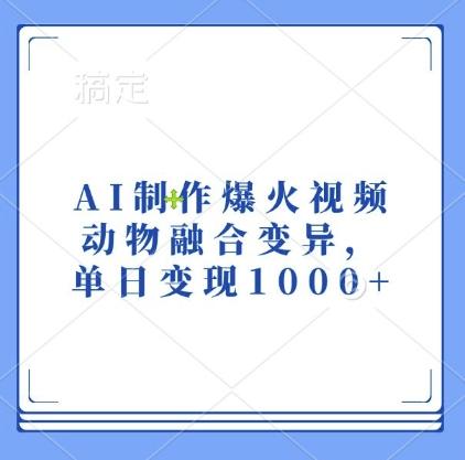 AI制作爆火视频，动物融合变异，单日变现1k 图1