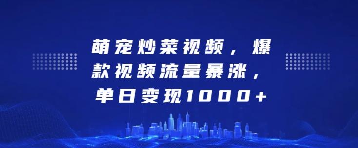 萌宠炒菜视频，爆款视频流量暴涨，单日变现1k 图1