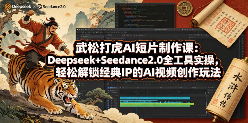 武松打虎AI短片制作课:Deepseek+Seedance2.0全工具实操,轻松解锁经典IP的AI视频创作玩法 图1