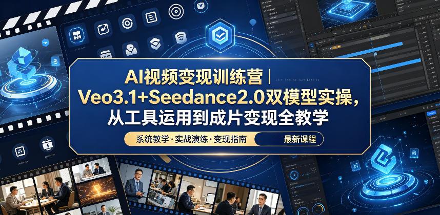 AI视频变现训练营｜Veo3.1+Seedance2.0双模型实操，从工具运用到成片变现全教学 图1