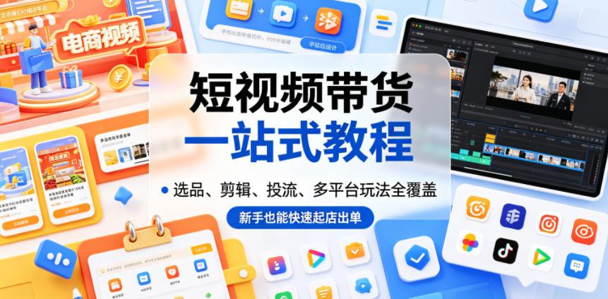 短视频带货一站式教程,选品、剪辑、投流、多平台玩法全覆盖,新手也能快速起店出单 图1