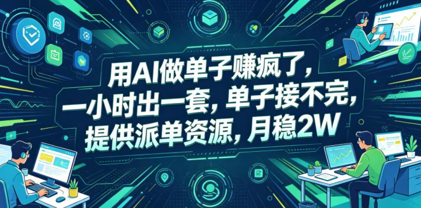 用AI做单子賺疯了,一小时出一套,单子接不完,提供派单资源,月稳2W【揭秘】 图1