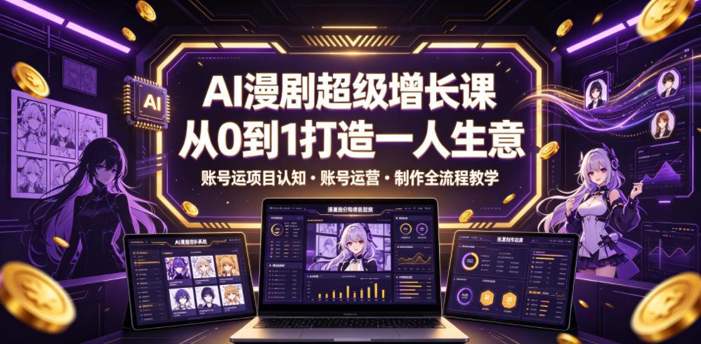 AI漫剧超级增长课,从0到1打造一人生意,项目认知・账号运营・制作全流程教学 图1