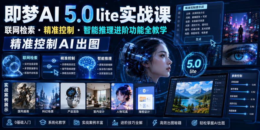 即梦AI 5.0 lite实战课,联网检索・精准控制・智能推理进阶功能全教学,精准控制AI出图 图1