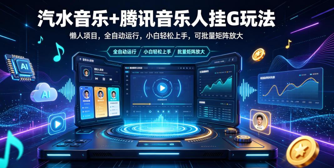 汽水音乐+腾讯音乐人挂G玩法,懒人项目,全自动运行,小白轻松上手,可批量矩阵放大【揭秘】 图1