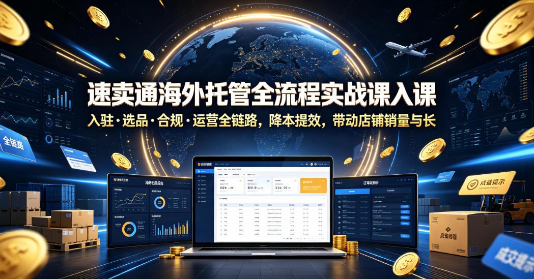 速卖通海外托管全流程实战课入驻・选品・合规・运营全链路，降本提效，带动店铺销量与收益增长 图1