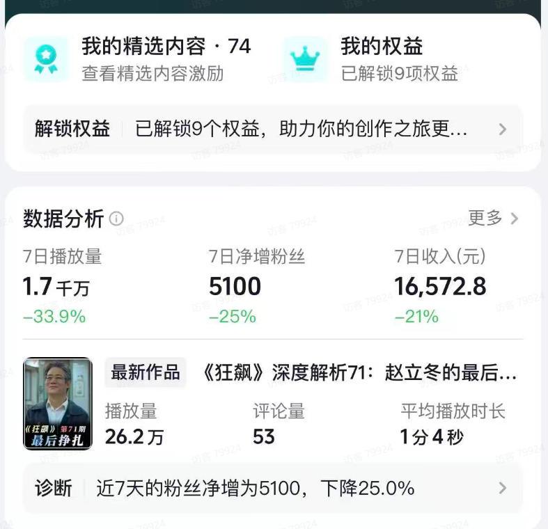 抖音某大佬的影视剧深度解读解说教学,小白轻松冲精选签约独家,收益翻数倍,日入1k+ 图1