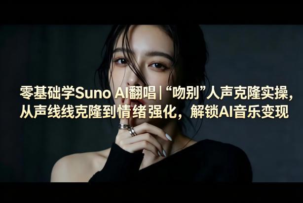 零基础学Suno AI翻唱｜《吻别》人声克隆实操，从声线克隆到情绪强化，解锁AI音乐变现 图1