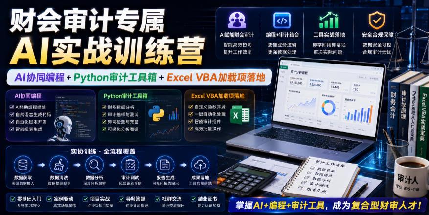 财会审计专属AI实战训练营|AI协同编程+Python审计工具箱+Excel VBA加载项落地 图1
