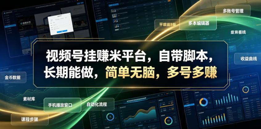 视频号挂賺米平台,自带脚本,长期能做,简单无脑,多号多賺【揭秘】 图1