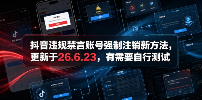 抖音违规禁言账号强制注销新方法,更新于26.6.23,有需要自行测试 图1