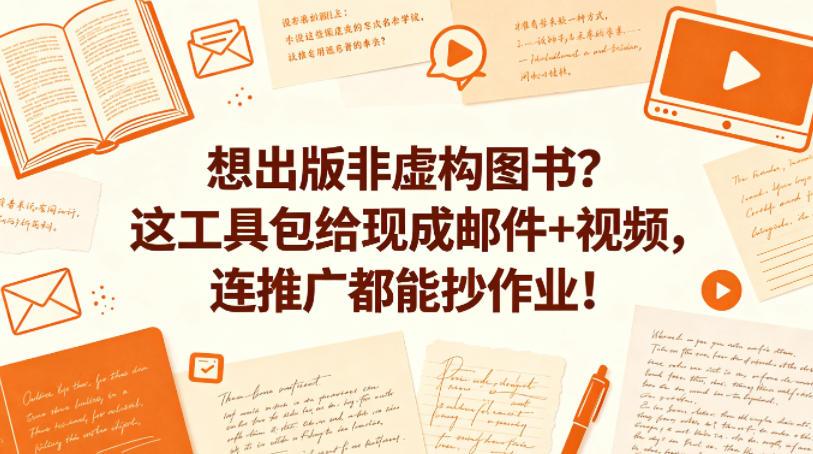 想出版非虚构图书?这工具包给现成邮件+视频,连推广都能抄作业!【原创双语字幕】 图1