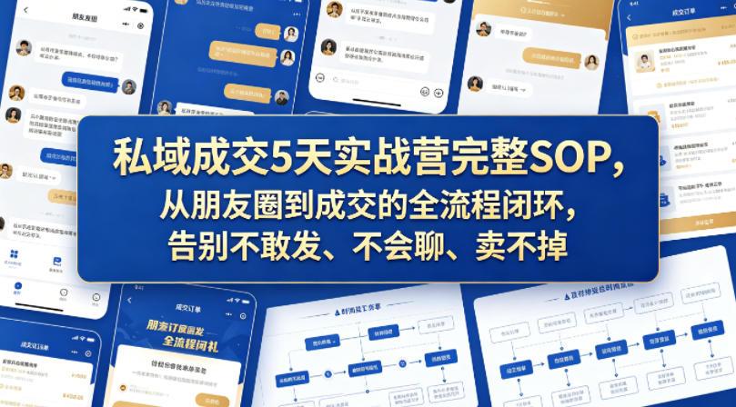 私域成交5天实战营完整SOP，从朋友圈到成交的全流程闭环，告别不敢发、不会聊、卖不掉 图1