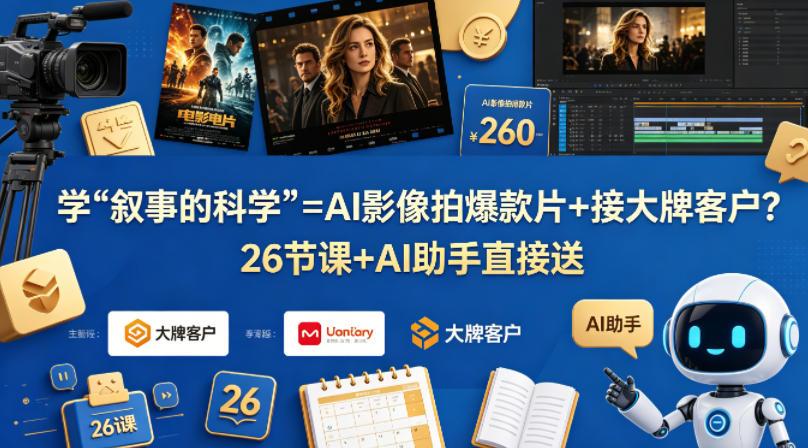 学《叙事的科学》=AI影像拍爆款片+接大牌客户？26节课+AI助手直接送【原创双语字幕】 图1
