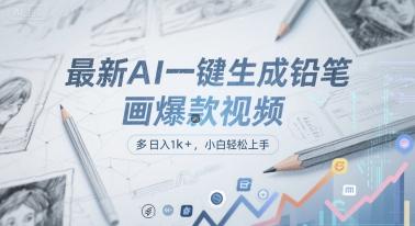 最新AI一键生成铅笔画爆款视频,多平台分发,日 入1k+,小白轻松上手【揭秘】-三零资源