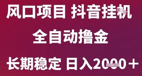 风口项目,六月最新玩法抖音无人挂G,全自动撸金,长期稳定 日入2k+【揭秘】-三零资源