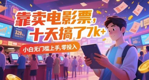 靠卖电影票,十天搞了7k+,小白无门槛上手,零投入【揭秘】-三零资源