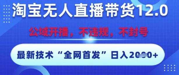 淘宝无人直播带货12.0,最新技术,不封号,不违规,操作简单,开播爆单,日入多张【揭秘】-三零资源