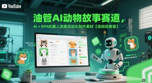 油管AI动物故事赛道，AI+RPA机器人流程自动化制作素材【保姆级教程】-三零资源