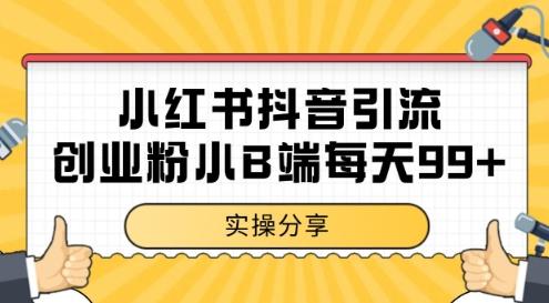 小红书抖音创业粉，小B端粉自热，日引99+的一个玩法【揭秘】-三零资源