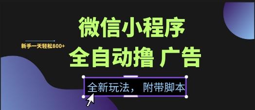 微信小程序全自动撸广告项目,彻底解决没流量的问题,新手一天8张+【揭秘】-三零资源